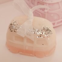 Bougie petit Van hippie bicolore rose pastel - Image 2