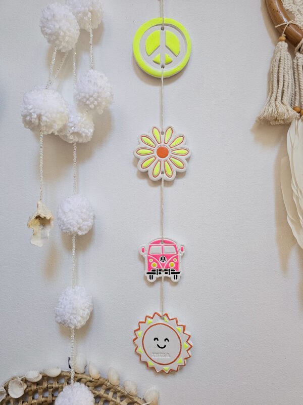 suspension rose jaune orange
