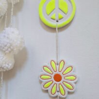 suspension rose jaune orange