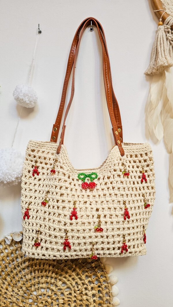 Sac crochet cerise homard