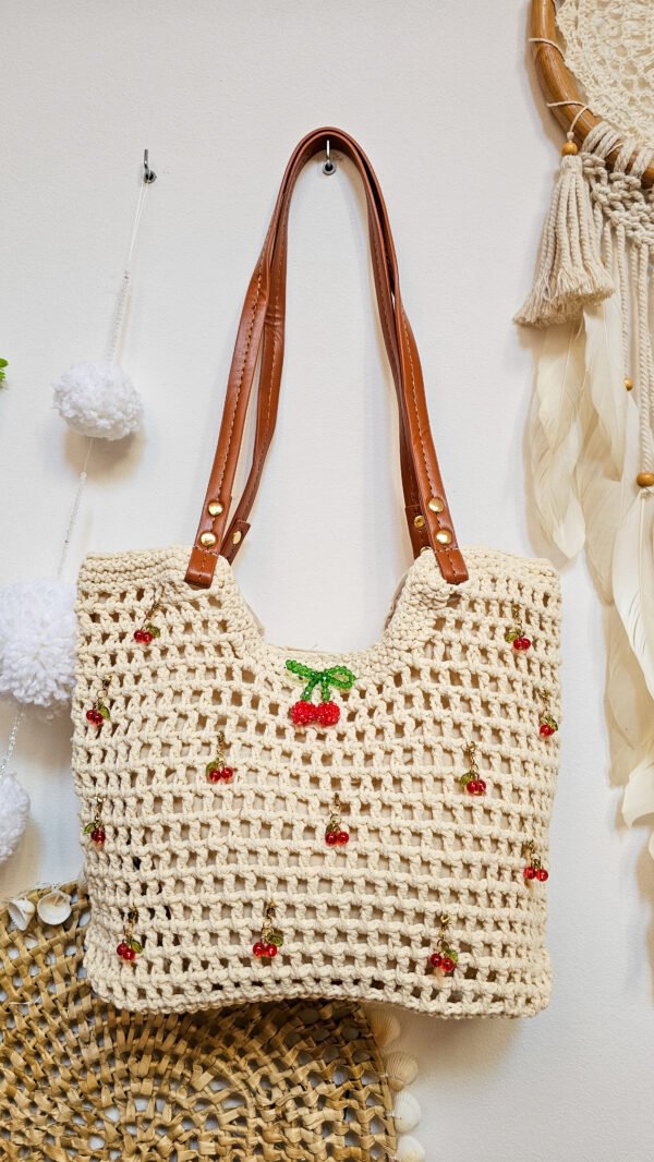 Sac crochet cerises