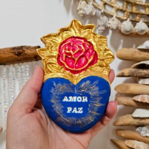 ex-voto coeur bleu nuit mate et or