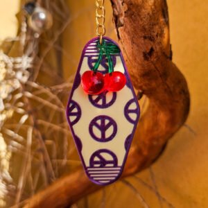 porte clés vintage jaune et violet peace