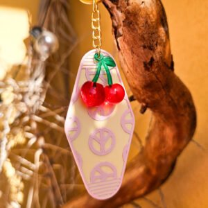 porte clés pastel jaune et rose peace