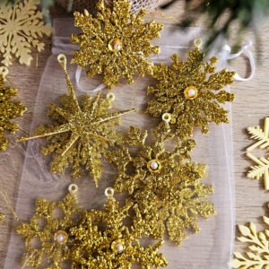 flocons de neige dorés