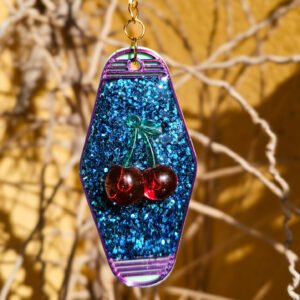 porte clés bleu paillettes