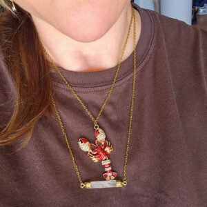 collier homard acier inoxydable or