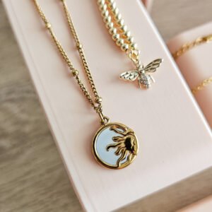 Collier soleil en acier inoxydable 18 carats